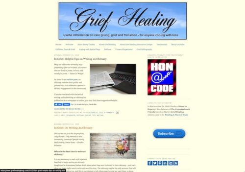 Grief Healing Blog Site
