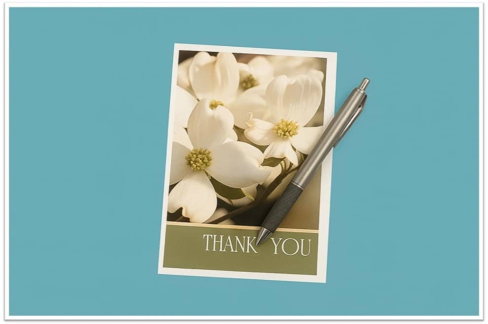 A Thank You card and pen