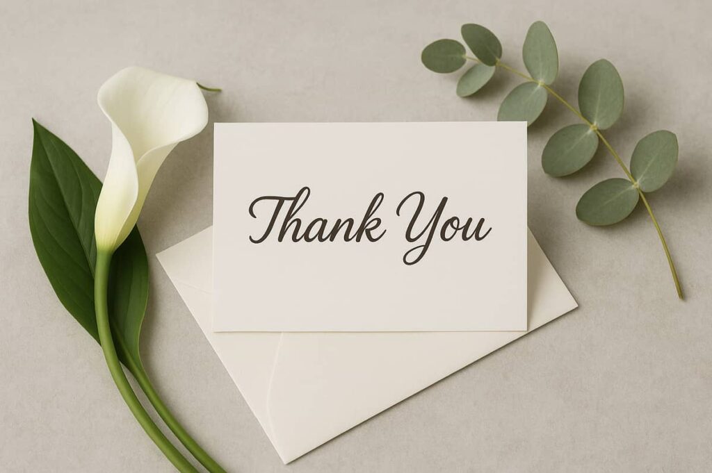 A card that says "Thank You"