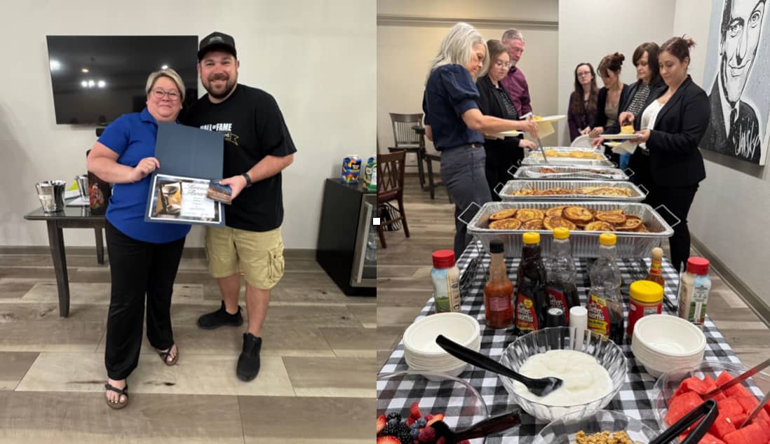 Employee recognition and a buffet for employees